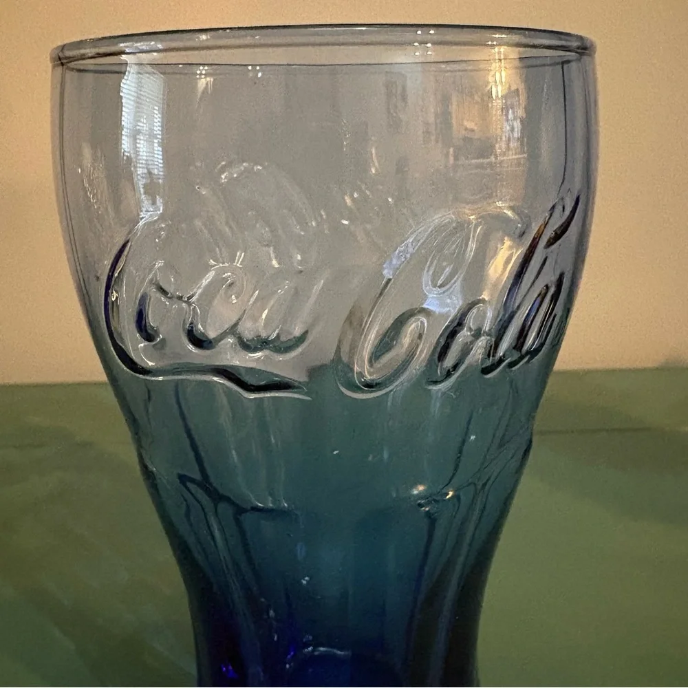 😀Blue Tinted Coca-Cola Glass - Picture 2 of 2